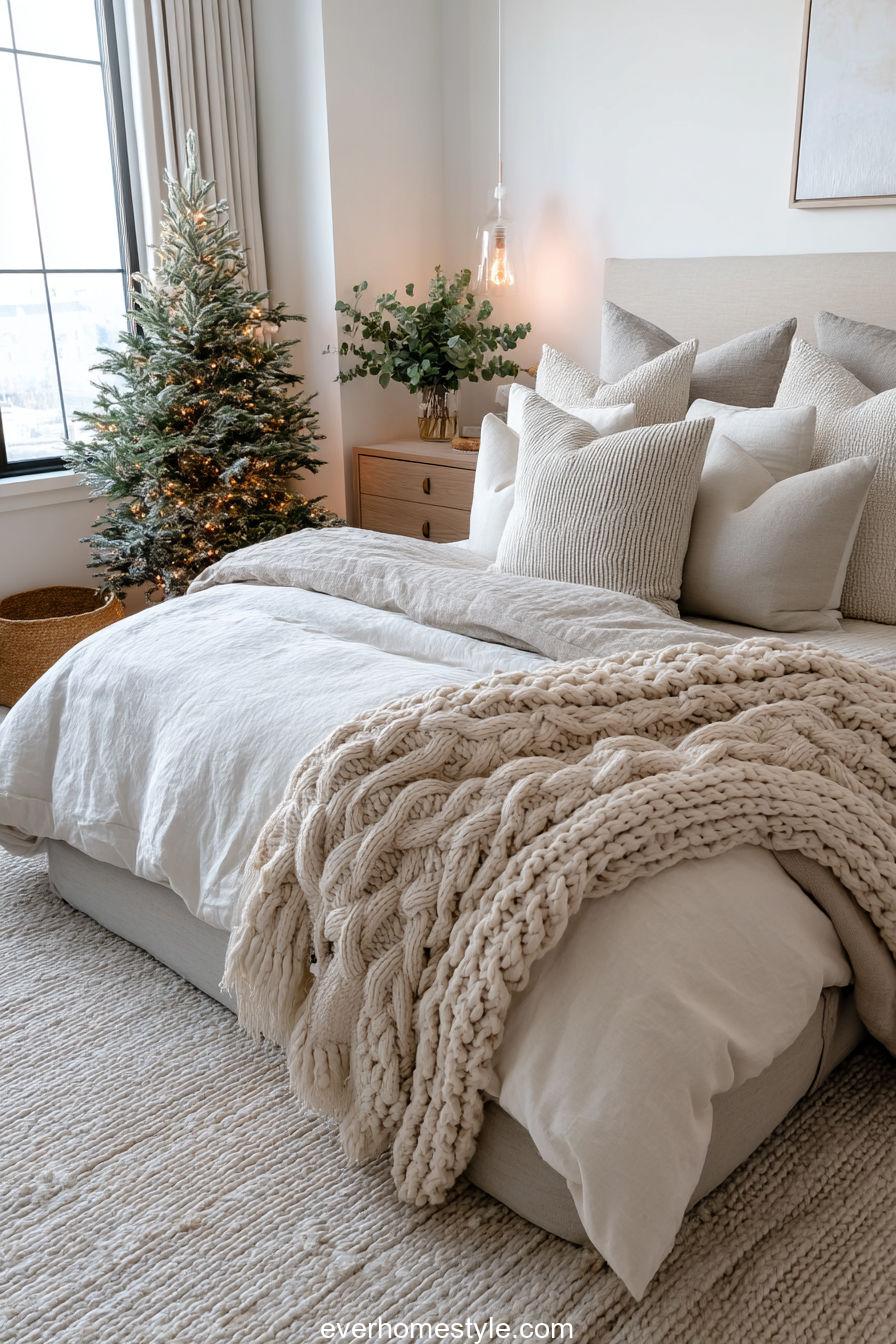 Minimalist Neutral Christmas Bedroom