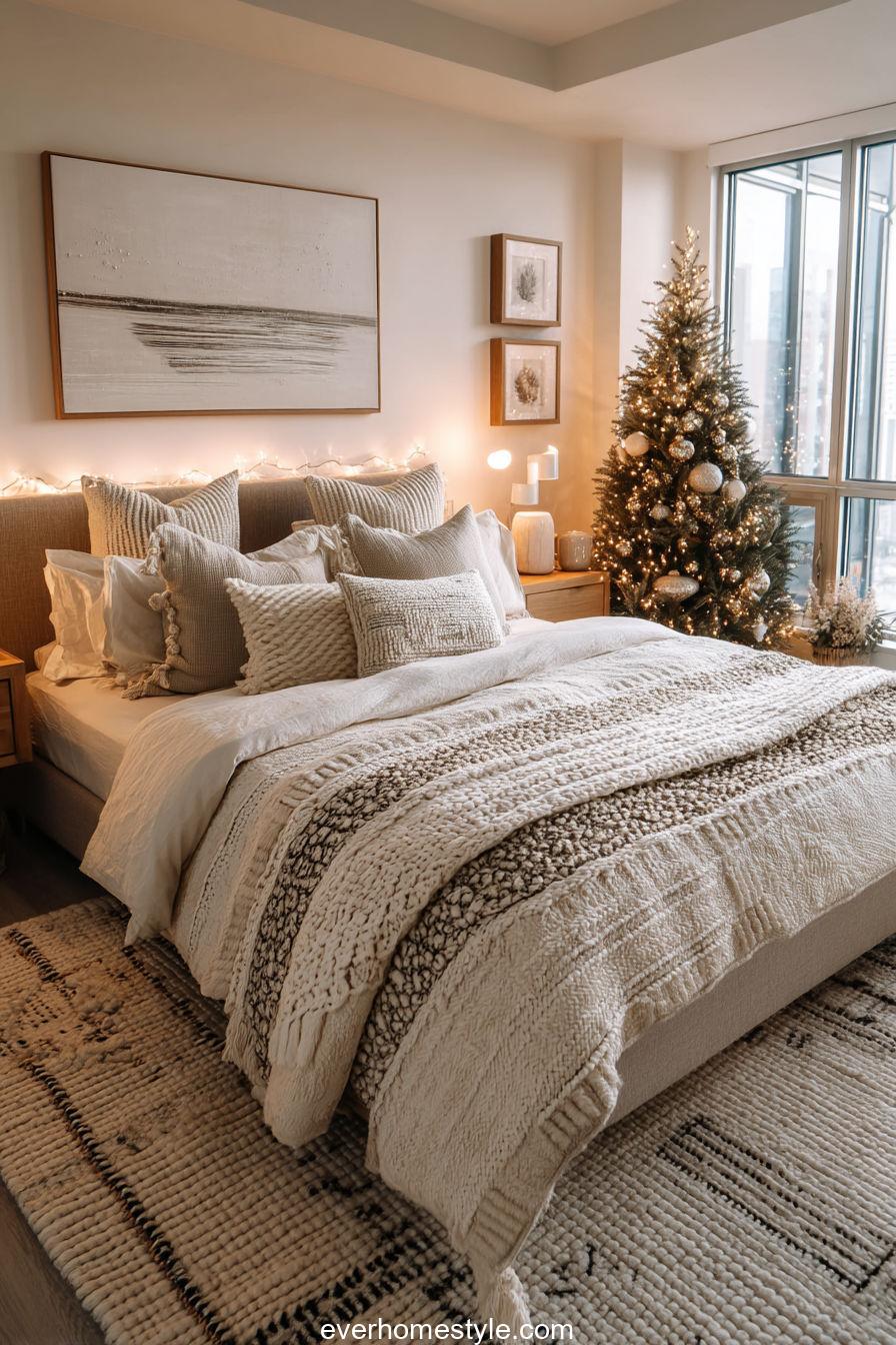 Aesthetic Modern Christmas Bedroom