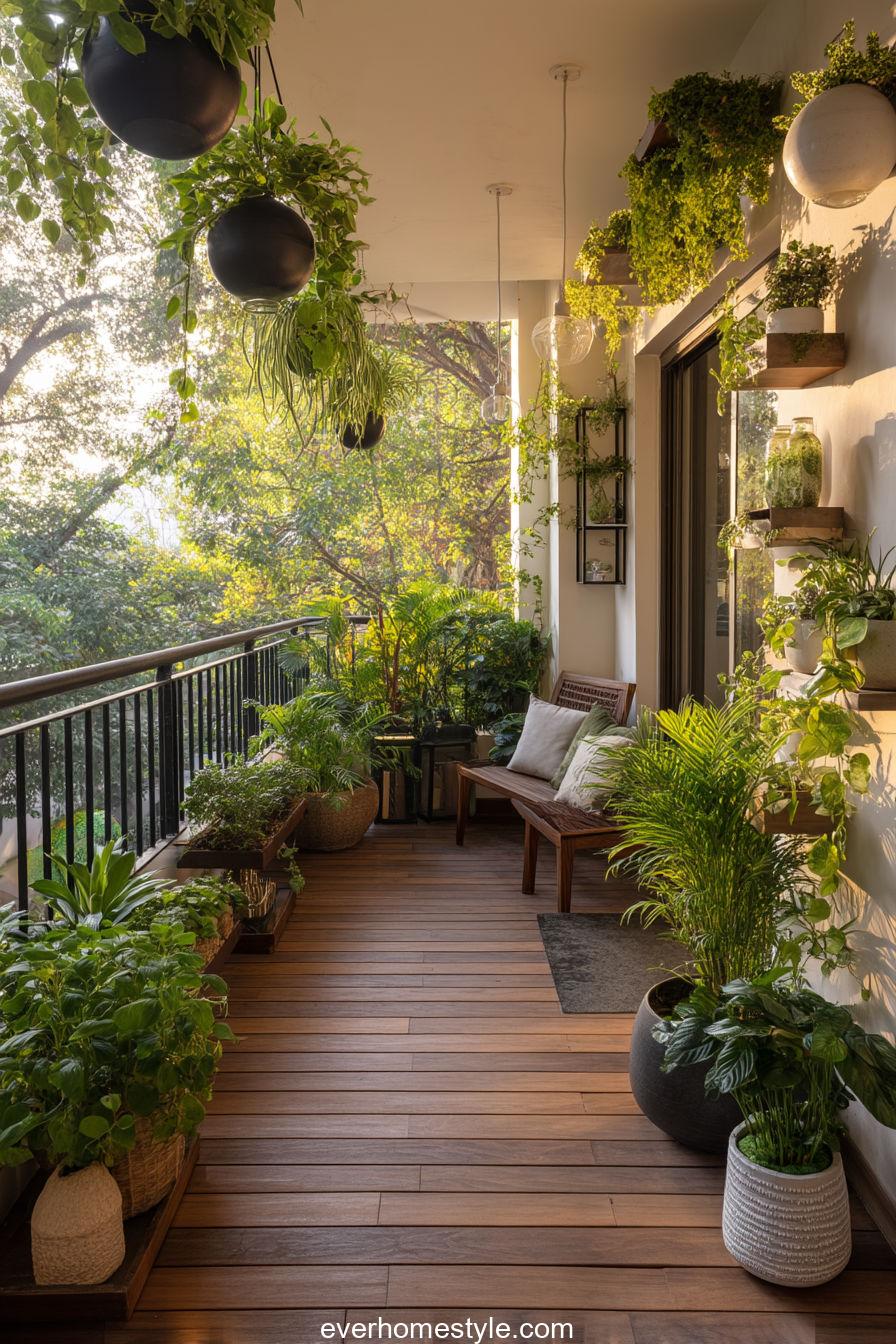 Cozy Minimalist Balcony Garden