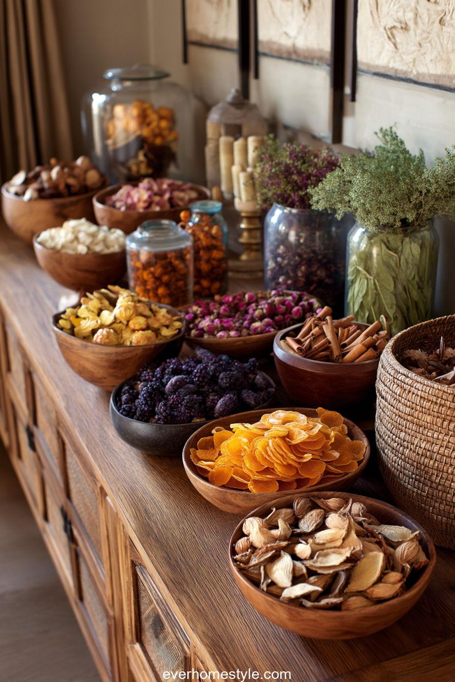 Scented potpourri seasonal display in a living room or entryway