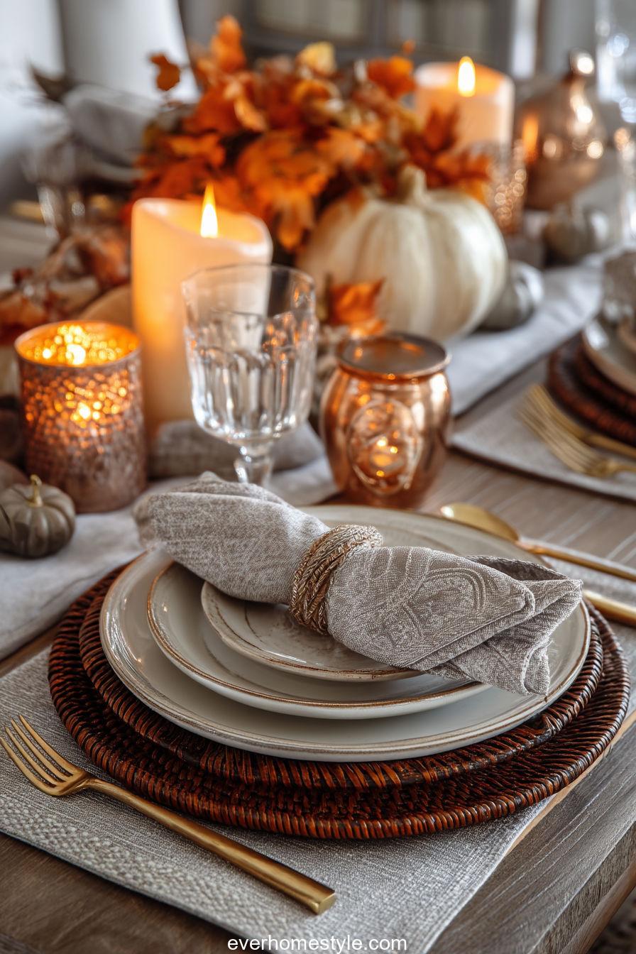 Elegant napkin art table styling with folded napkins