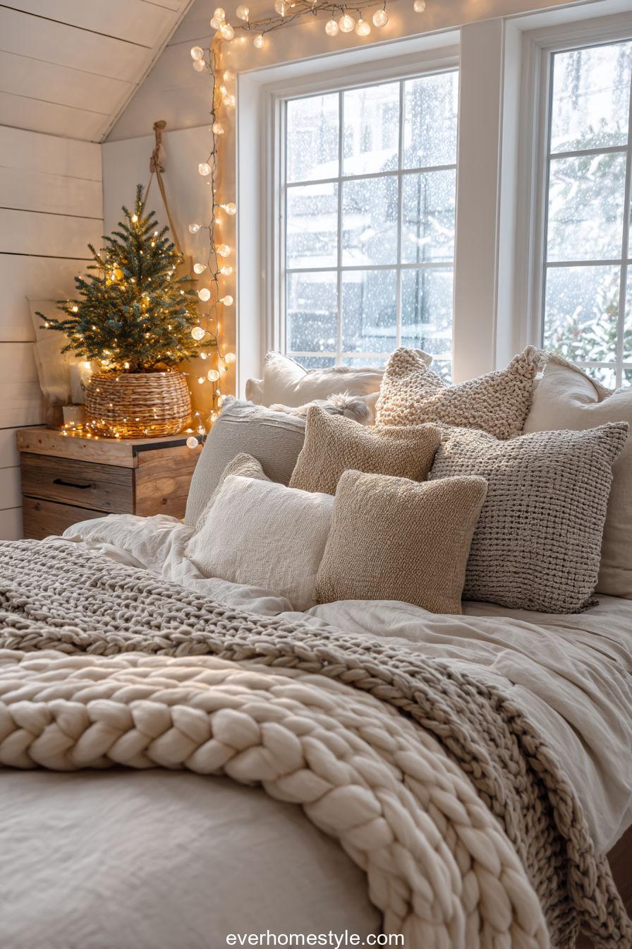 Cozy Nordic Winter Christmas Bedroom