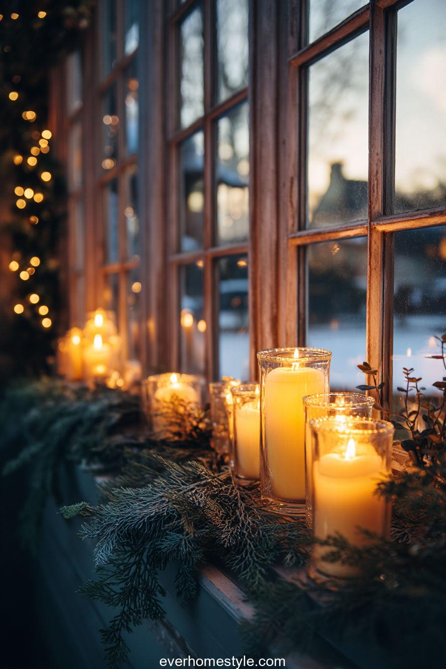5. Candlelit Window Magic for a Warm Christmas Glow