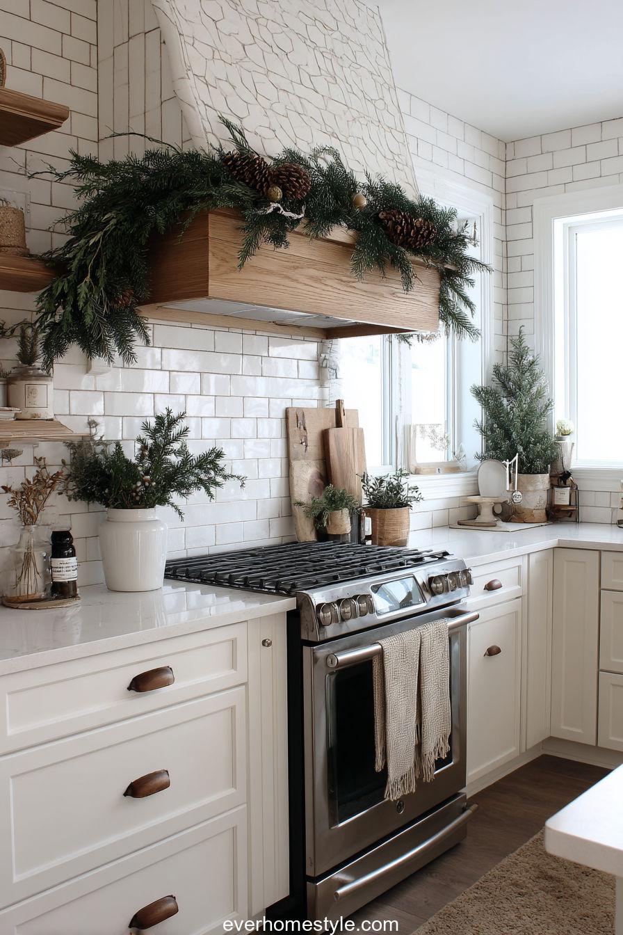 Rustic Modern Kitchen with Pinecones