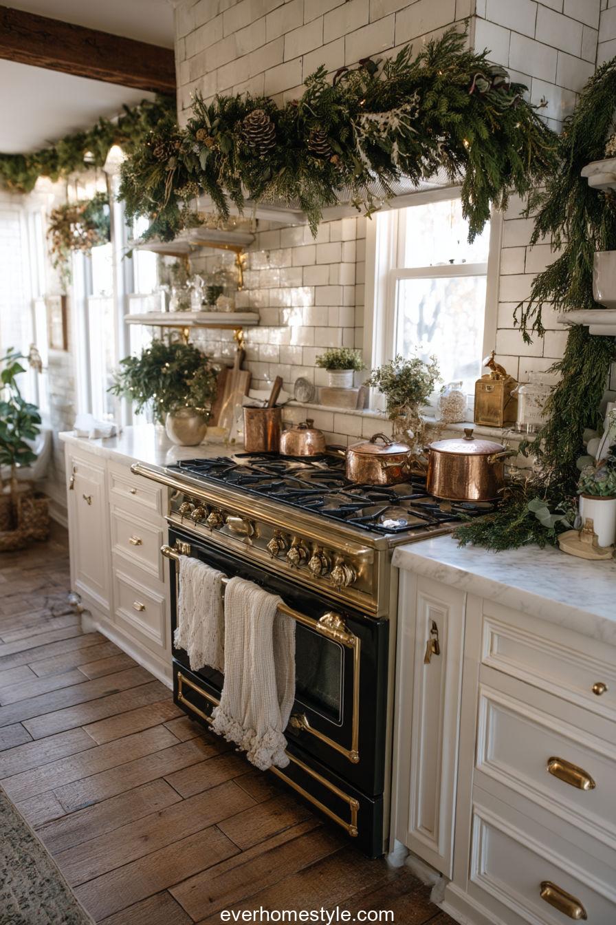 Evergreen Garland Around Stove