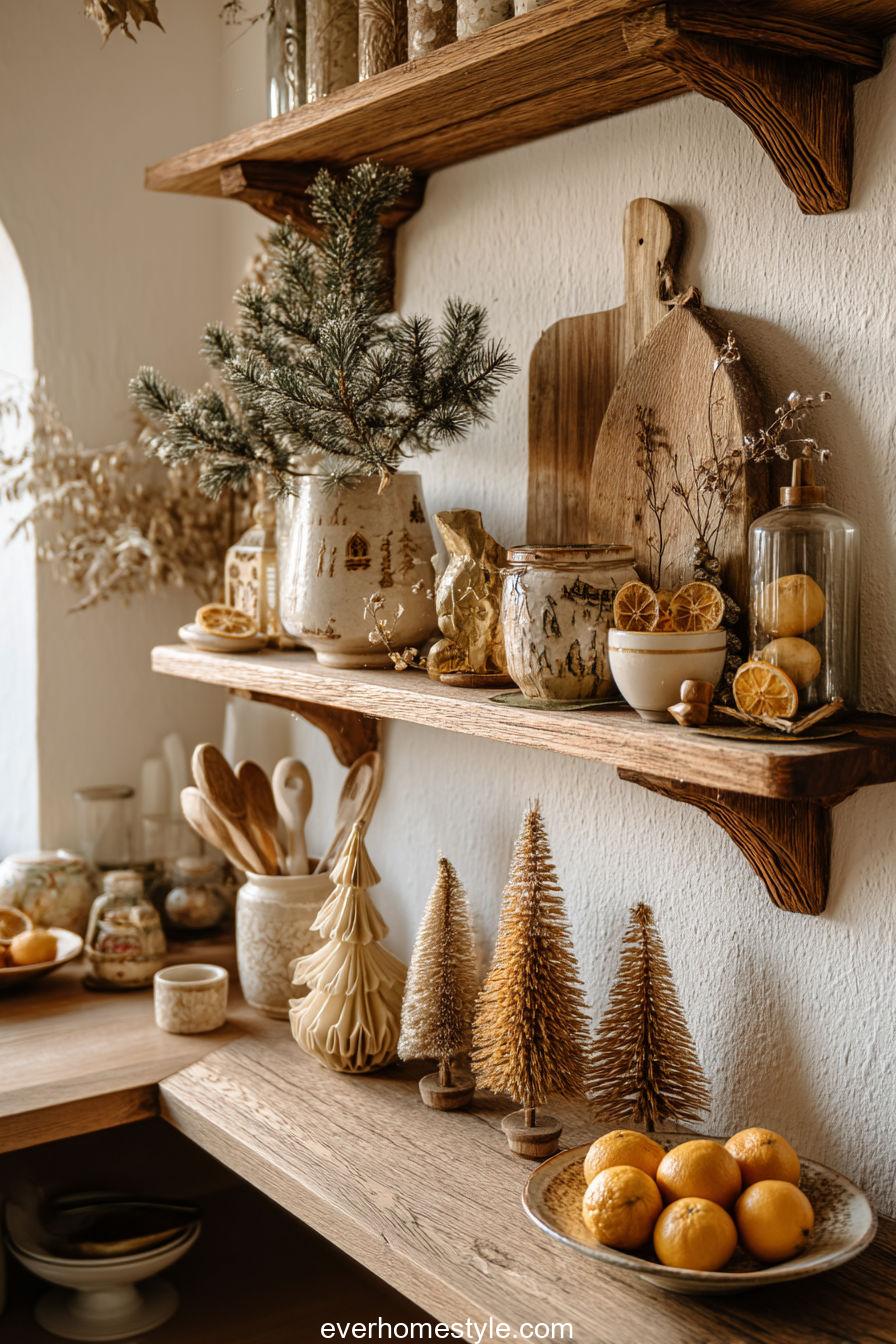 Open Shelves with Natural Accents
