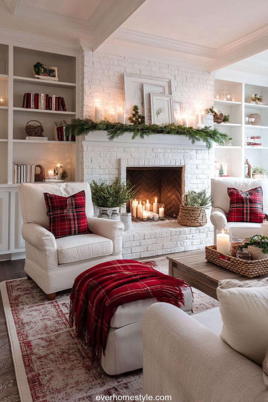 Classic Plaid Christmas Living Room