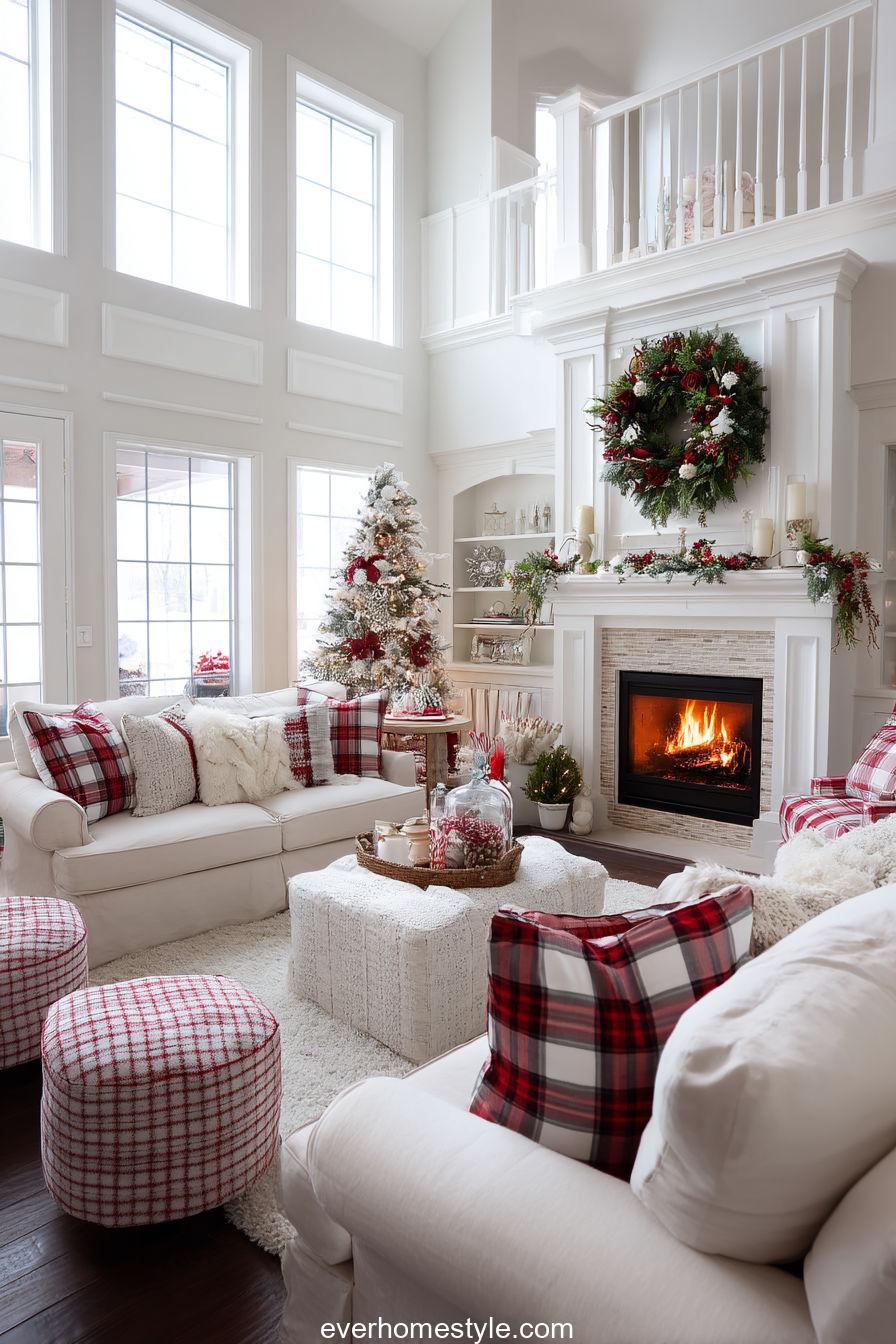 Classic Red and White Christmas Living Room