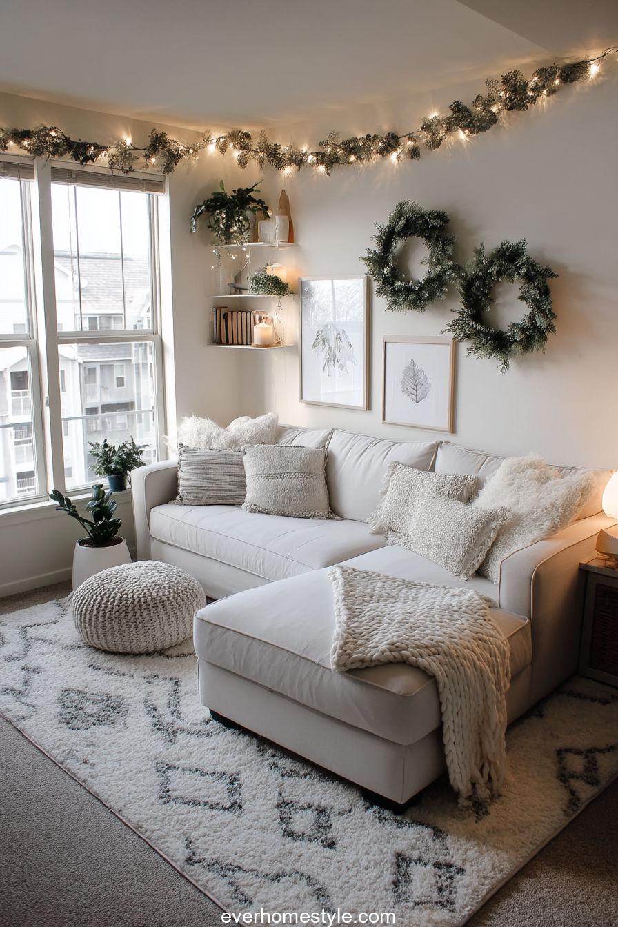 Compact Small-Space Christmas Living Room