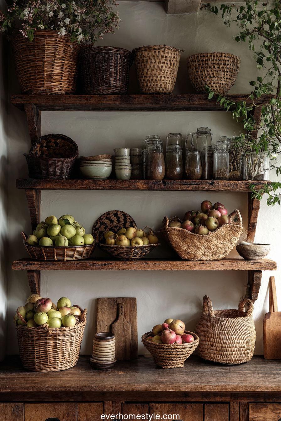 13. Cottagecore Kitchen with Natural Harvest Tones