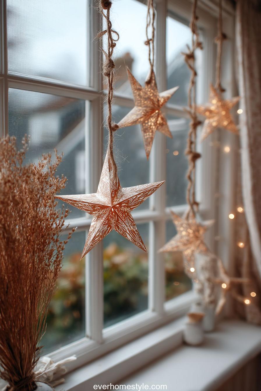 28. Eco-Friendly Christmas Window with Recycled Stars