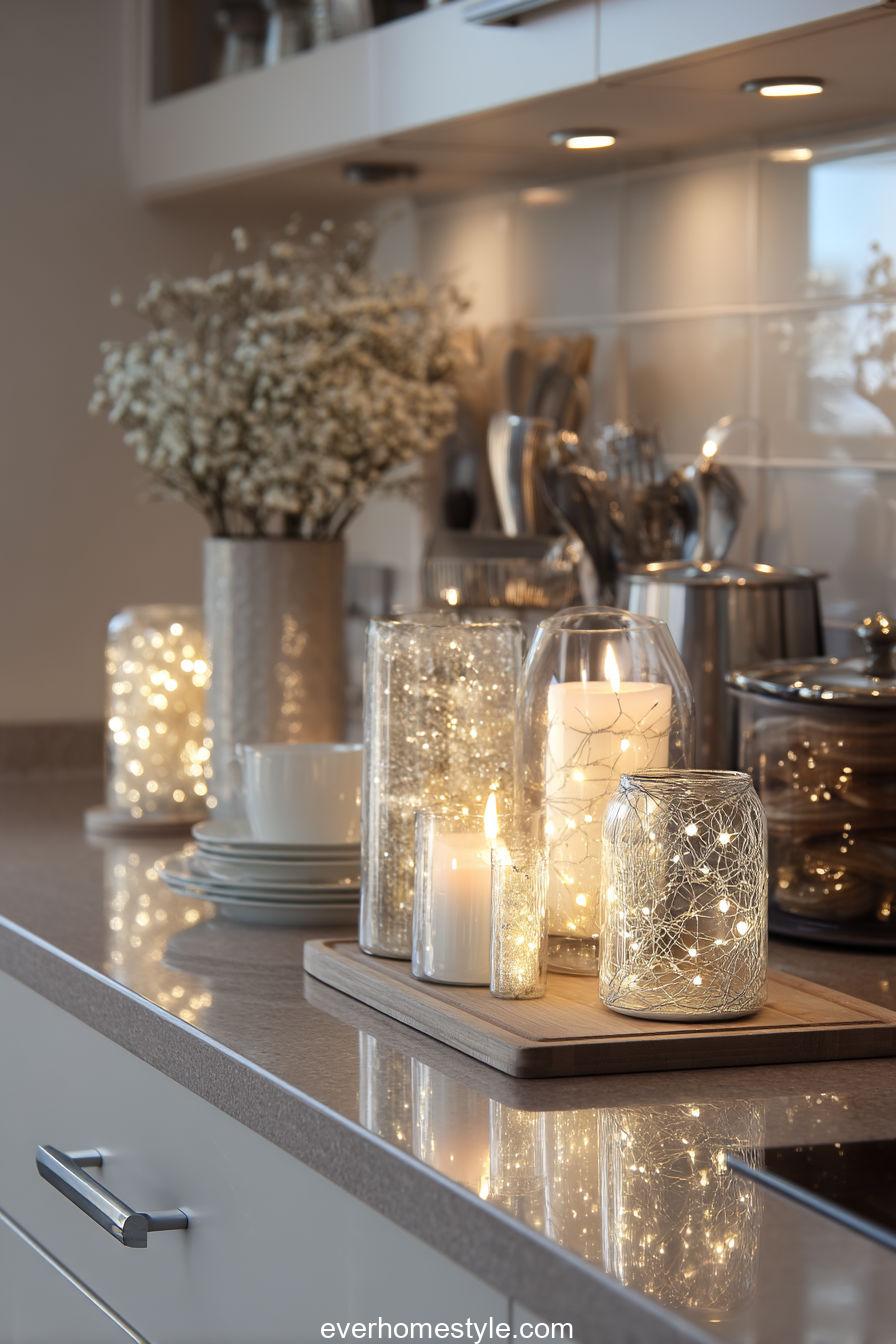 Candlelit Countertop Christmas Kitchen
