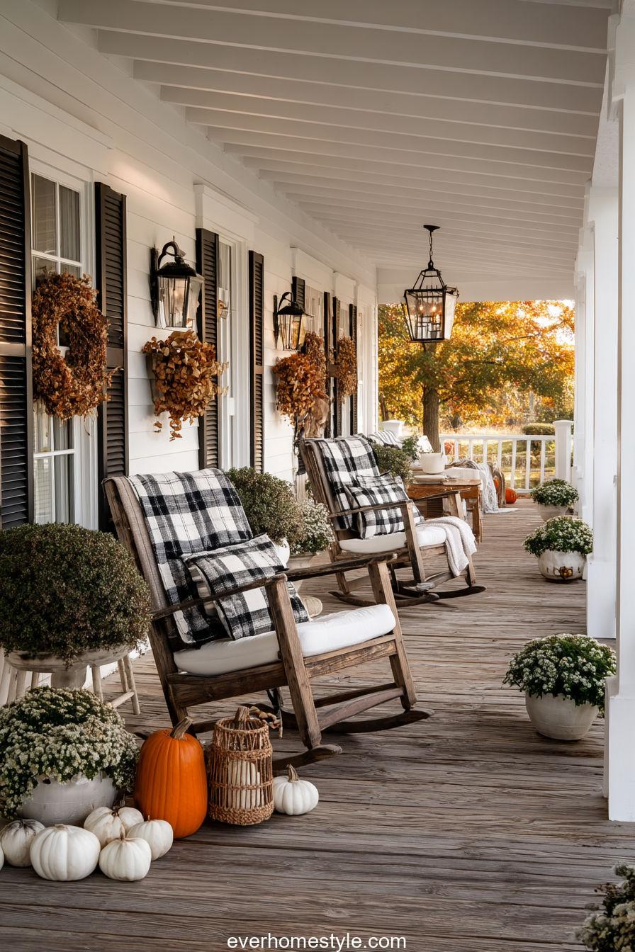 19. Farmhouse Porch with Cozy Rocking Chairs