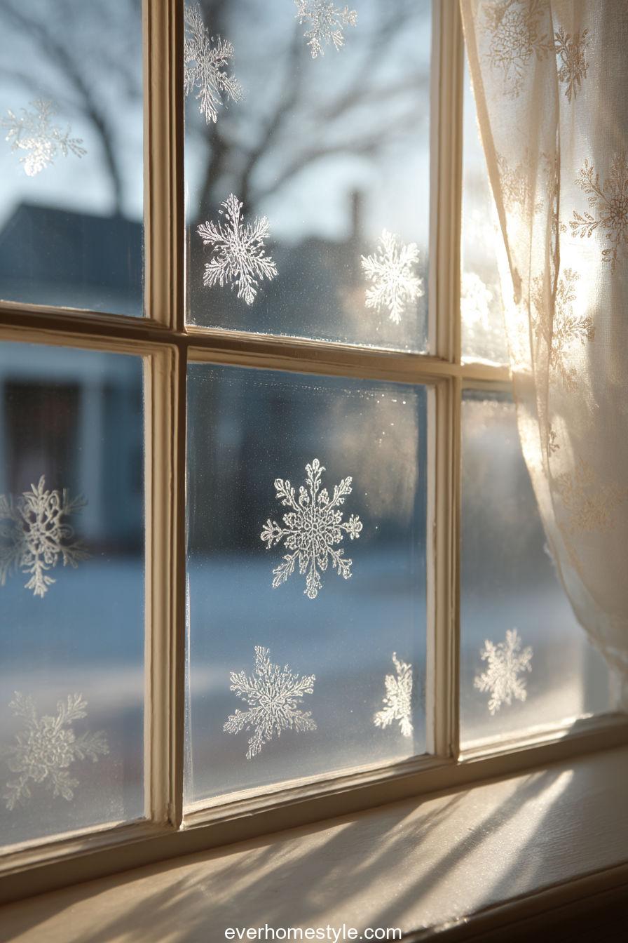 16. Frosted Window Panes with Snowflake Details