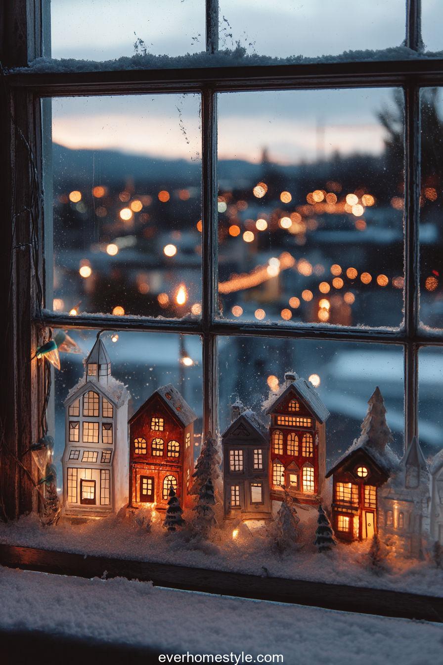 26. Frosty Attic Window with Paper House Lights