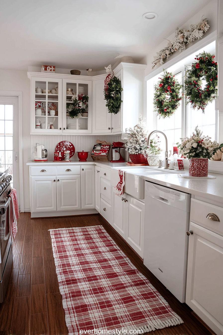 Red and White Classic Christmas Kitchen