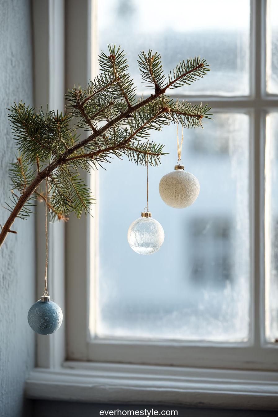 12. Minimalist Christmas Window with Pine and Frost