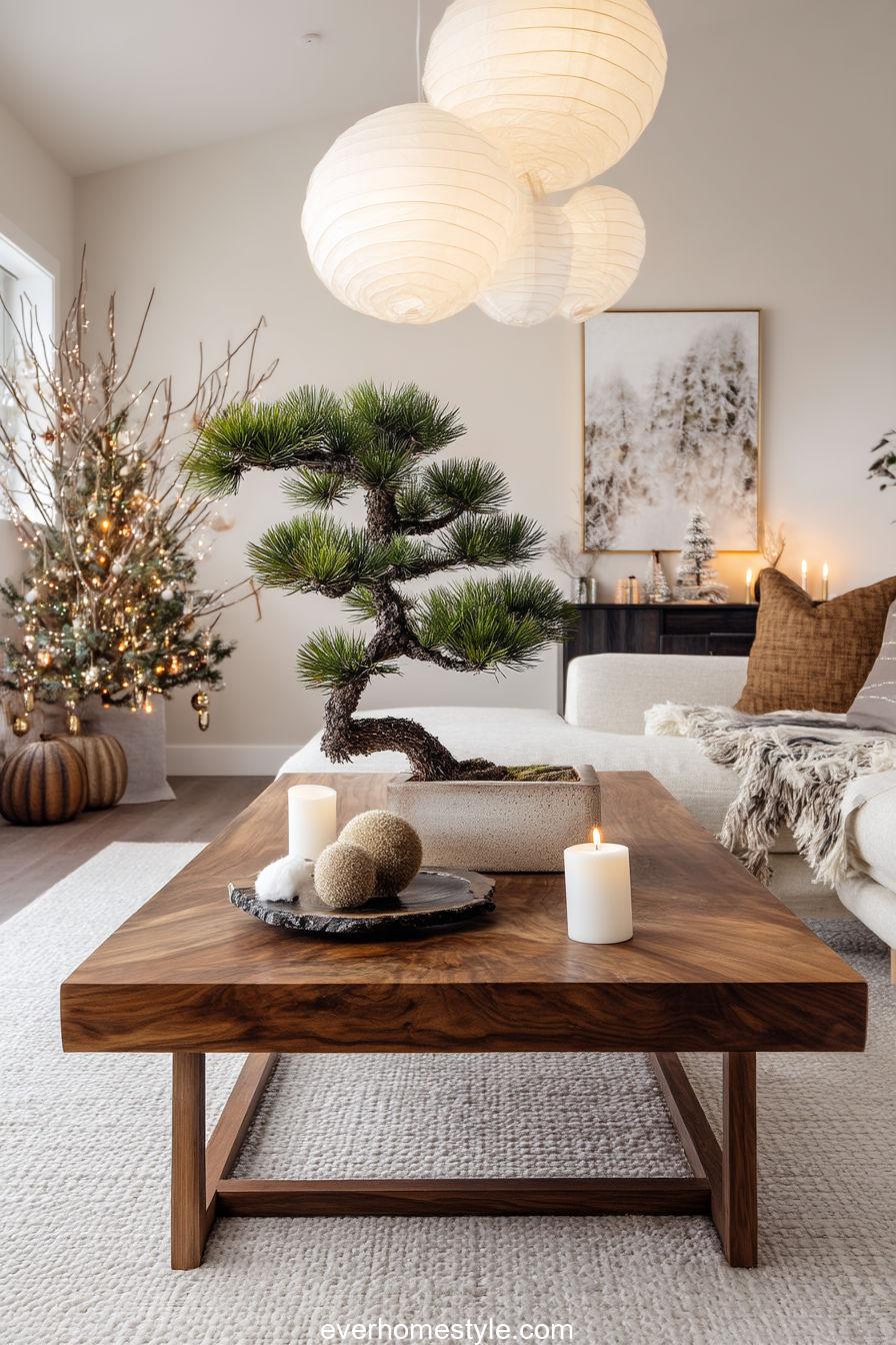 Minimalist Japanese-Inspired Christmas Living Room
