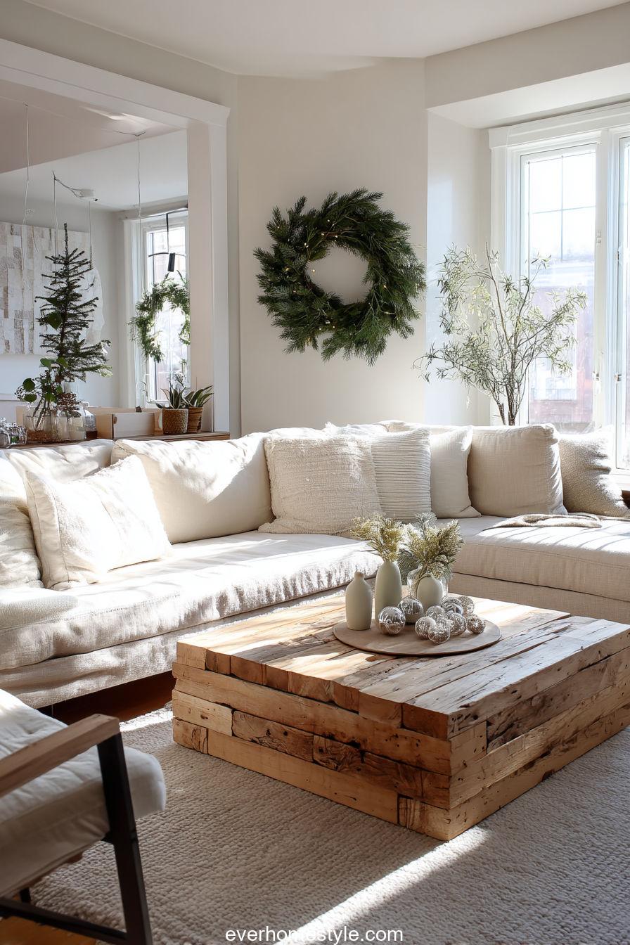 Minimalist Natural Christmas Living Room