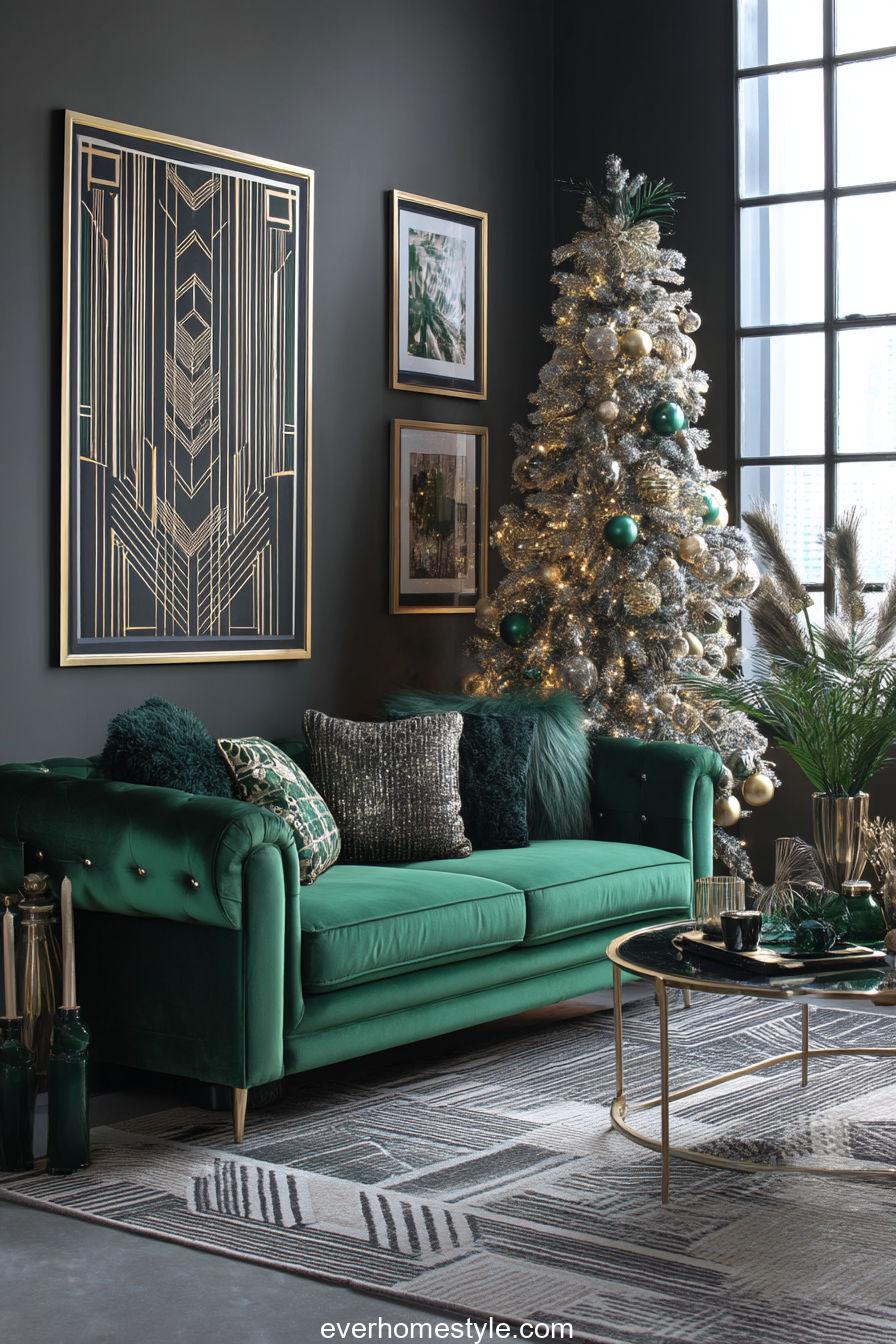 Modern Art Deco Christmas Living Room