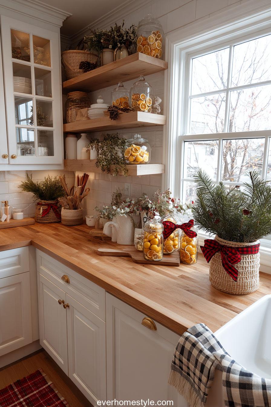 Warm Kitchen with Dried Oranges and Ribbons