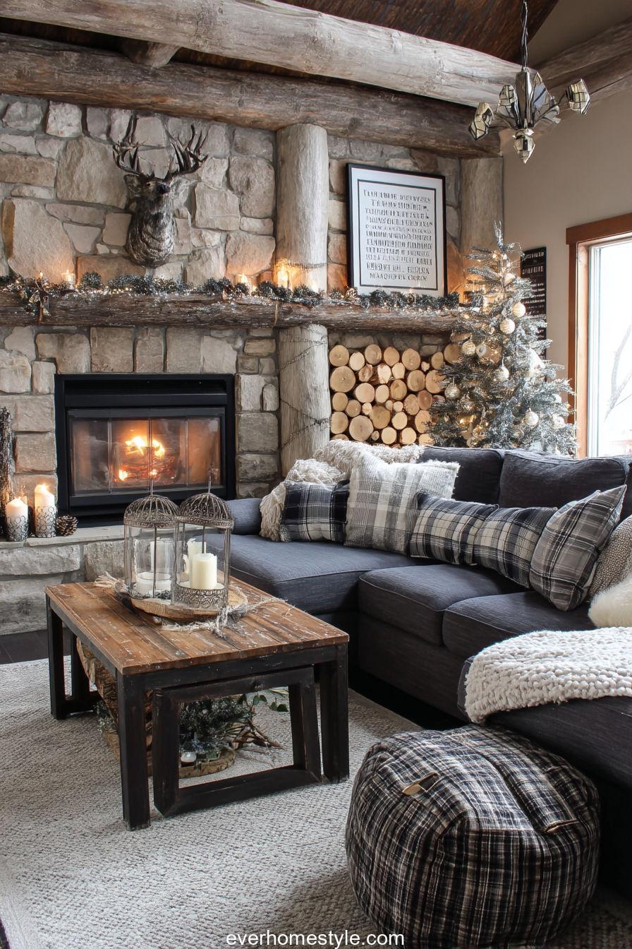 Rustic Woodland Christmas Living Room
