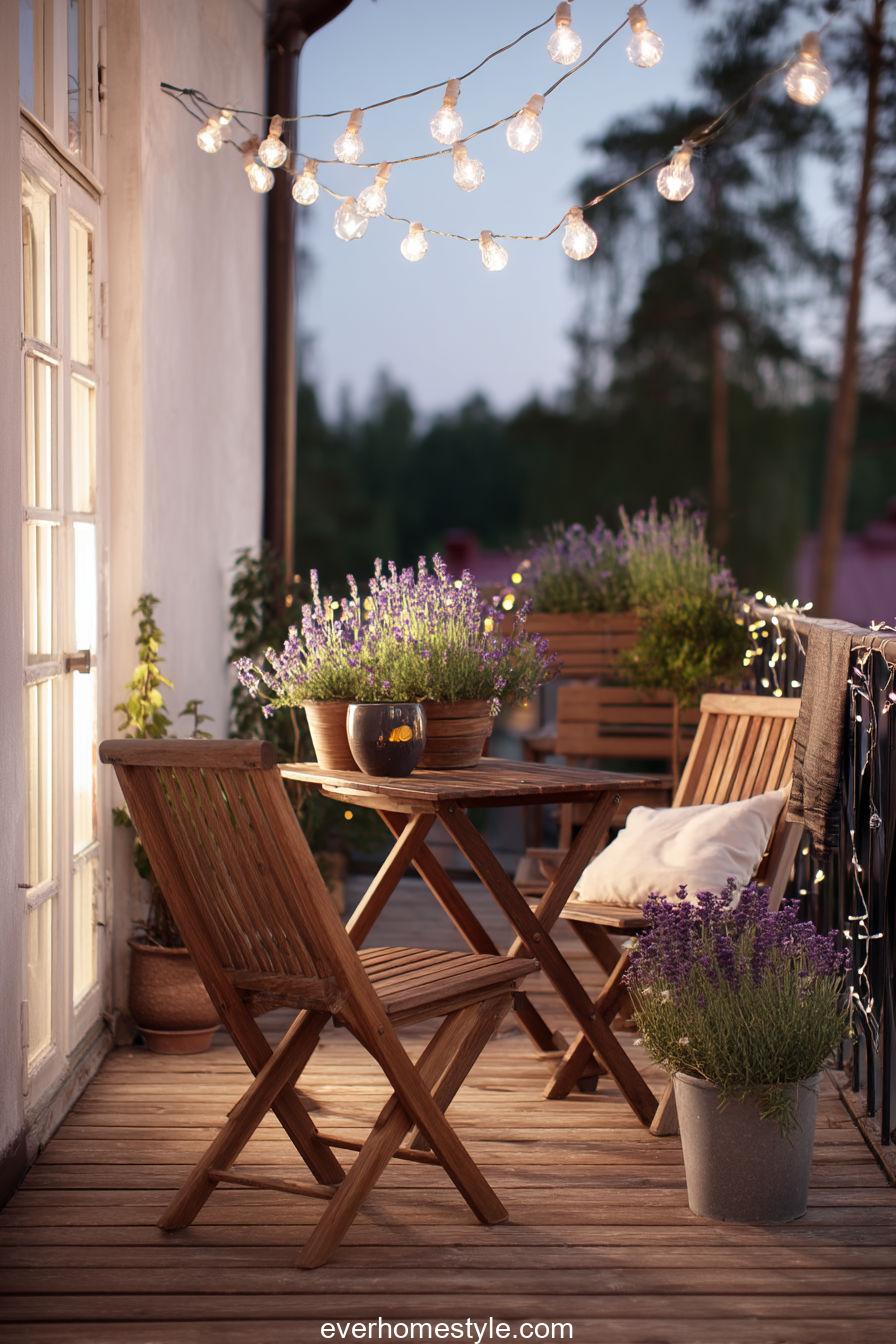 Wooden Deck with Folding Furniture