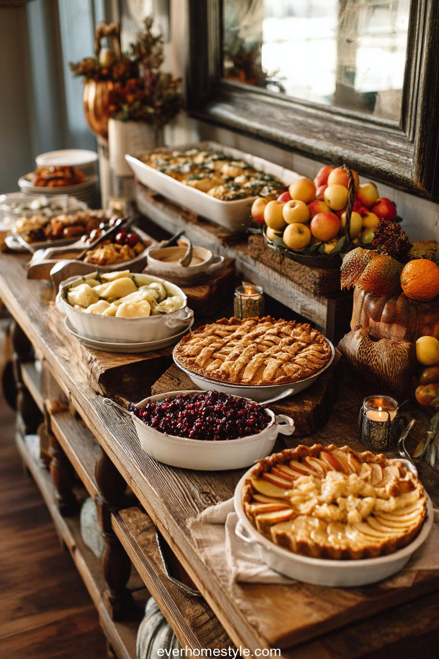 25. Rustic Buffet Styled with Seasonal Flavors