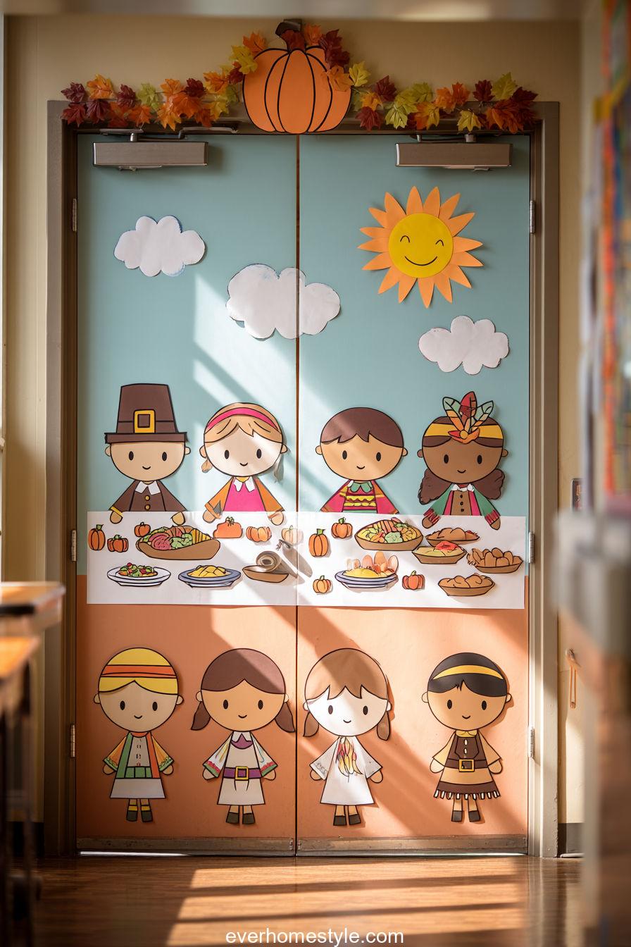 Pilgrim and Native American Door