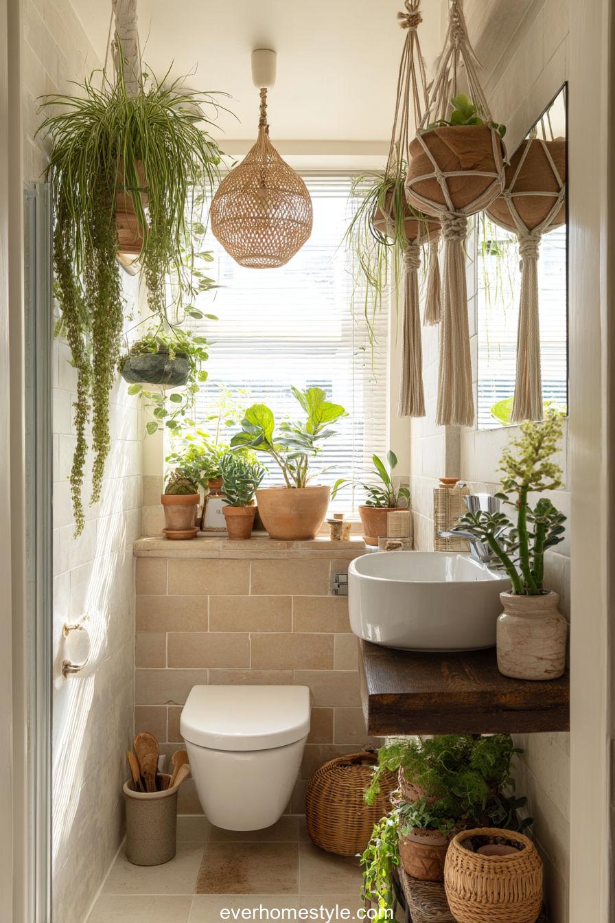 Tiny Bathroom with Plants