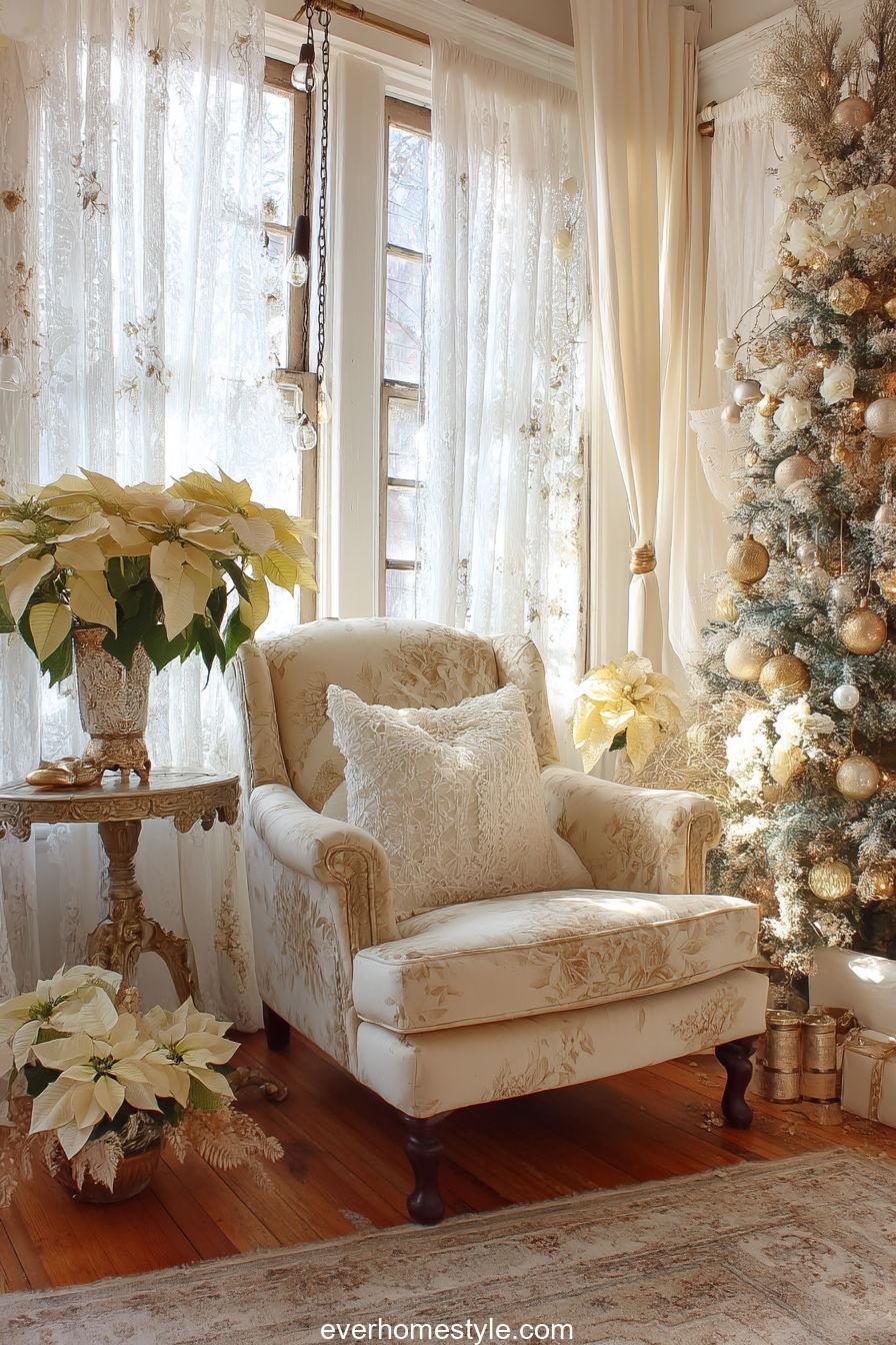 Vintage Romantic Christmas Living Room