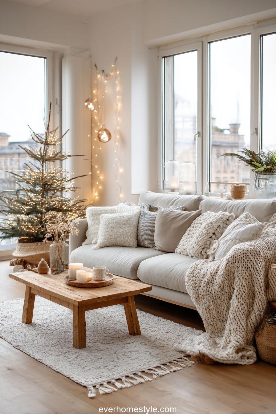 Warm Scandinavian Living Room Christmas Decor