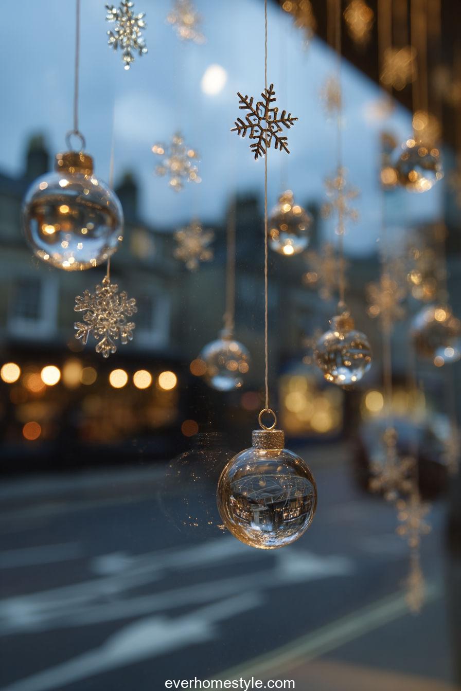 20. Hanging Baubles and Snowflake Reflections
