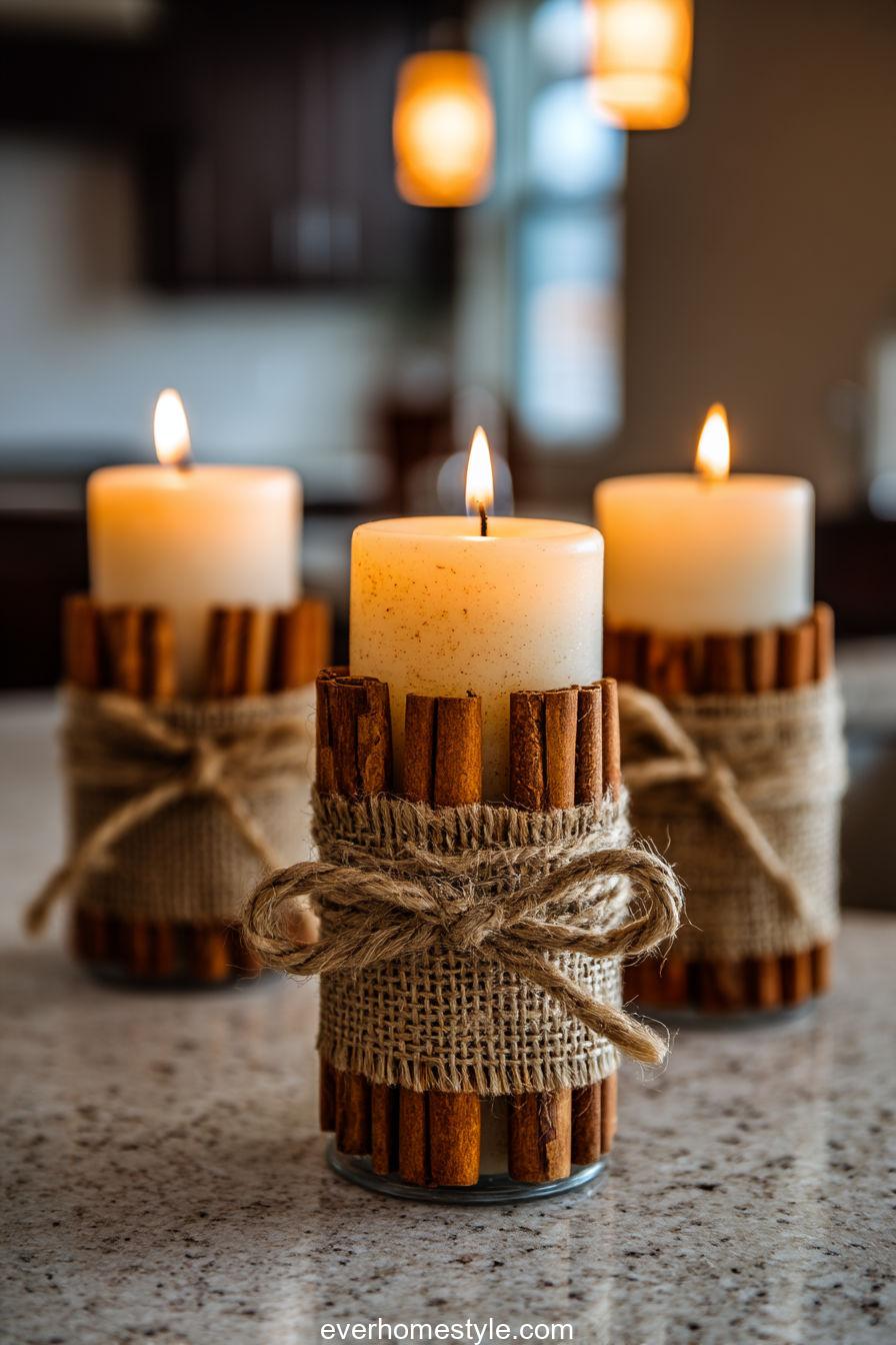 Cinnamon Stick Candle Holders