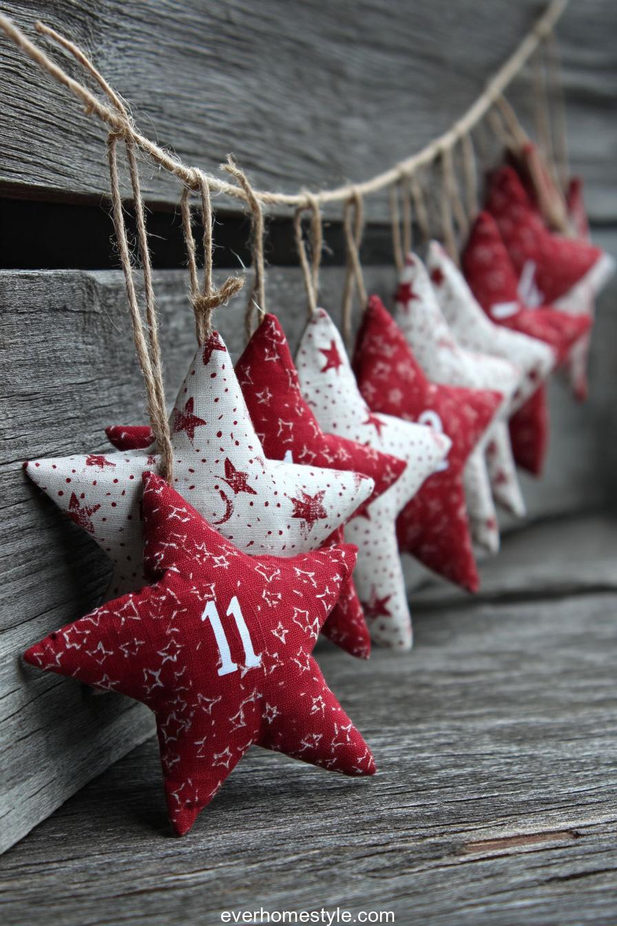 Handmade Fabric Advent Stars