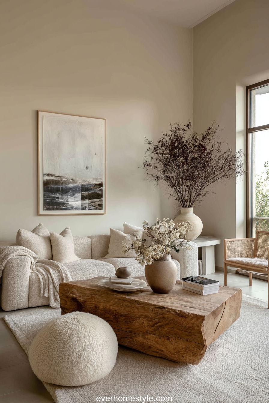 Beige and White Living Space