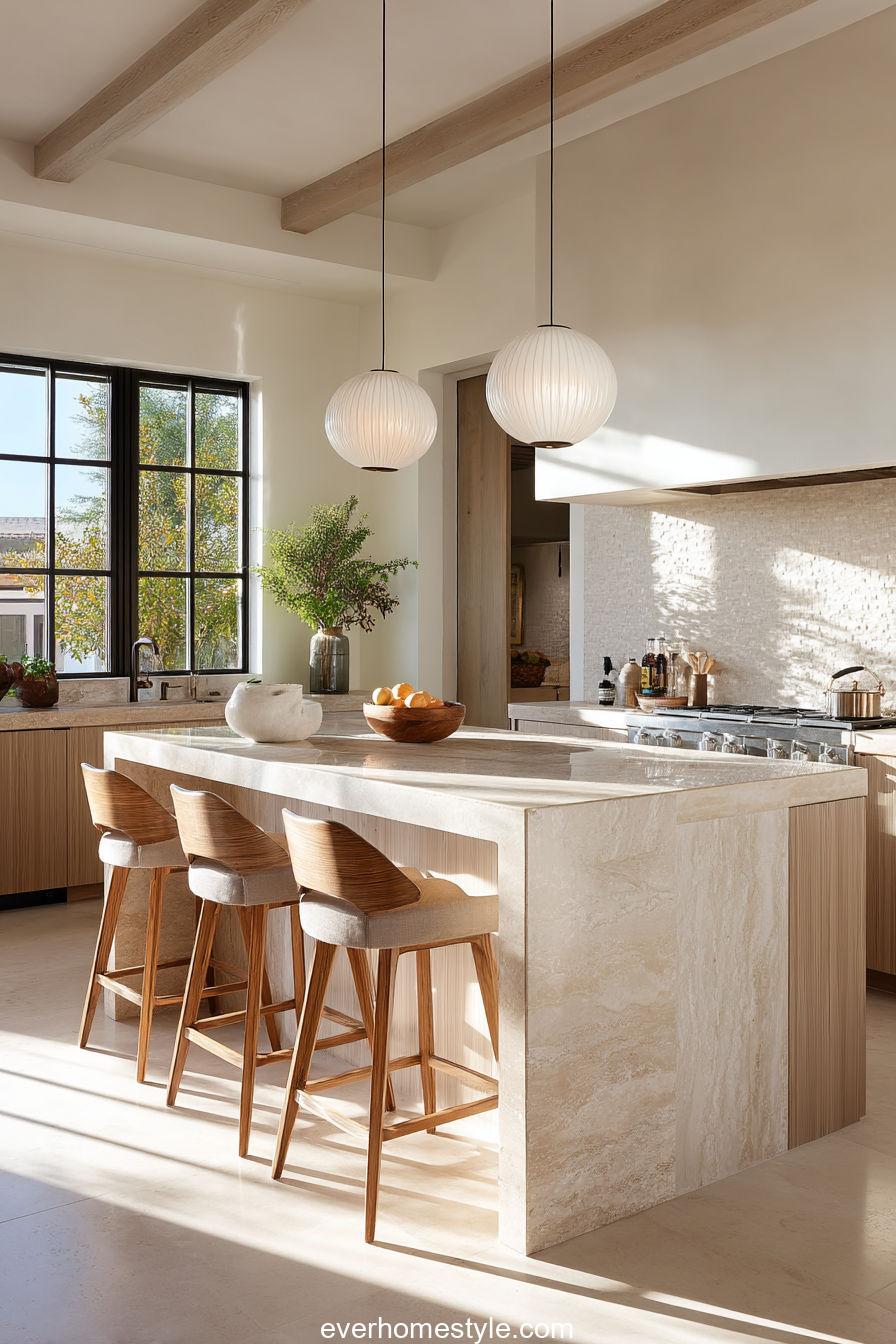 Earthy Kitchen Island Scene